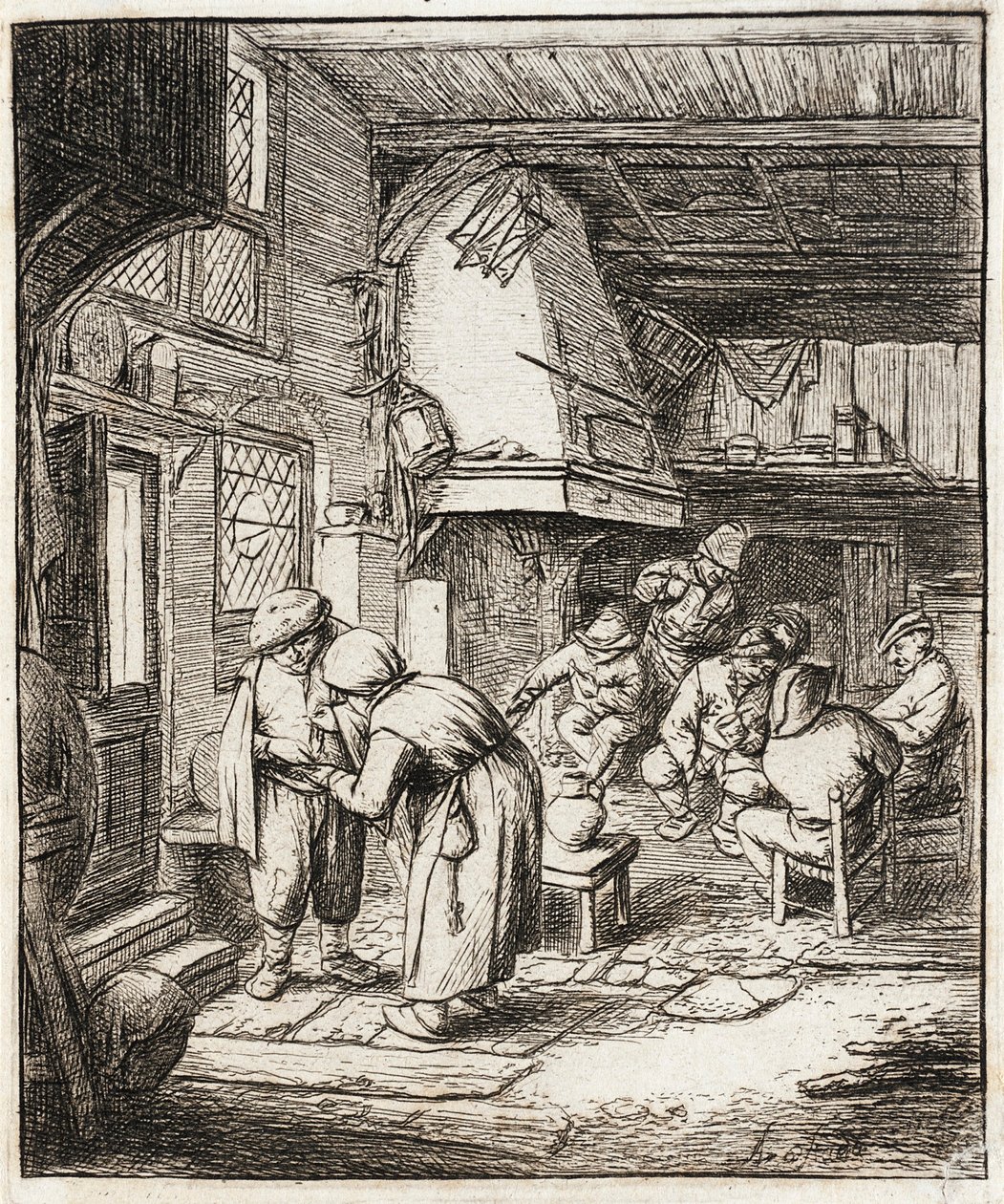 O camponês que estabelece sua dívida de Adriaen Jansz. van Ostade