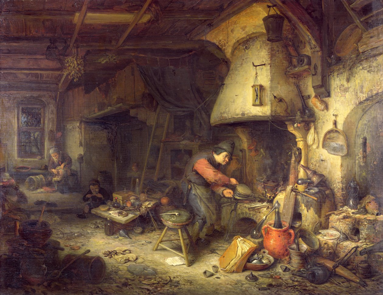 Um Alquimista, 1611 (óleo em carvalho) de Adriaen Jansz. van Ostade