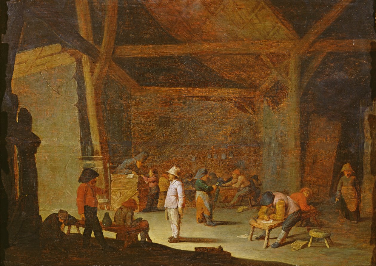 Interior da escola de Adriaen Jansz. van Ostade