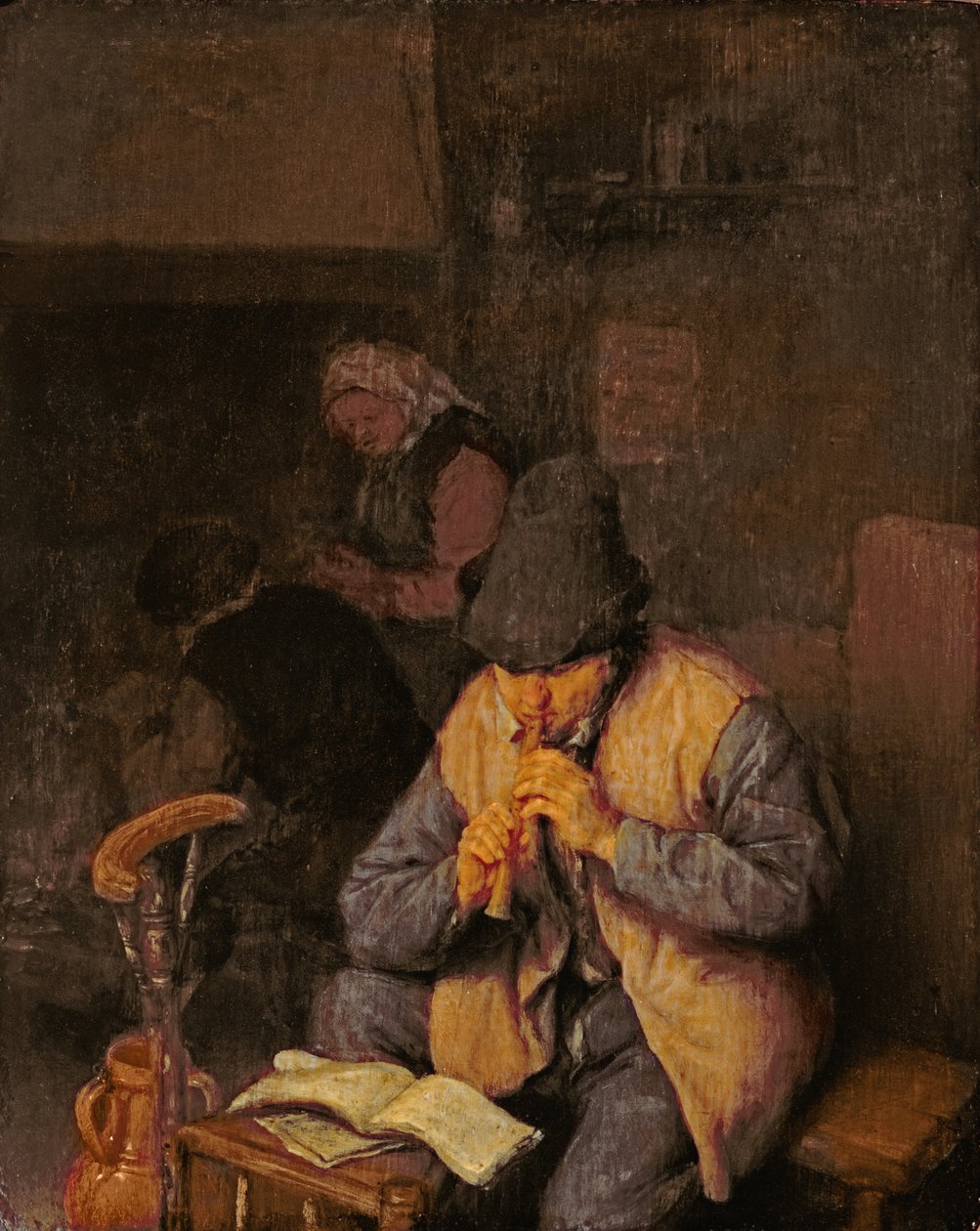 O tocador de flauta do século XVII de Adriaen Jansz. van Ostade