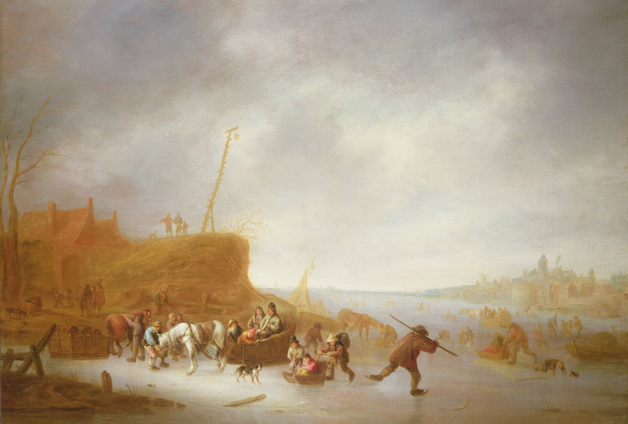 Paisagem de inverno com patinadores de Adriaen Jansz. van Ostade