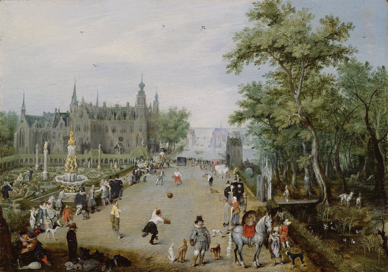 Um Jeu de Paume diante de um palácio rural, c.1614 de Adriaen Pietersz van de Venne
