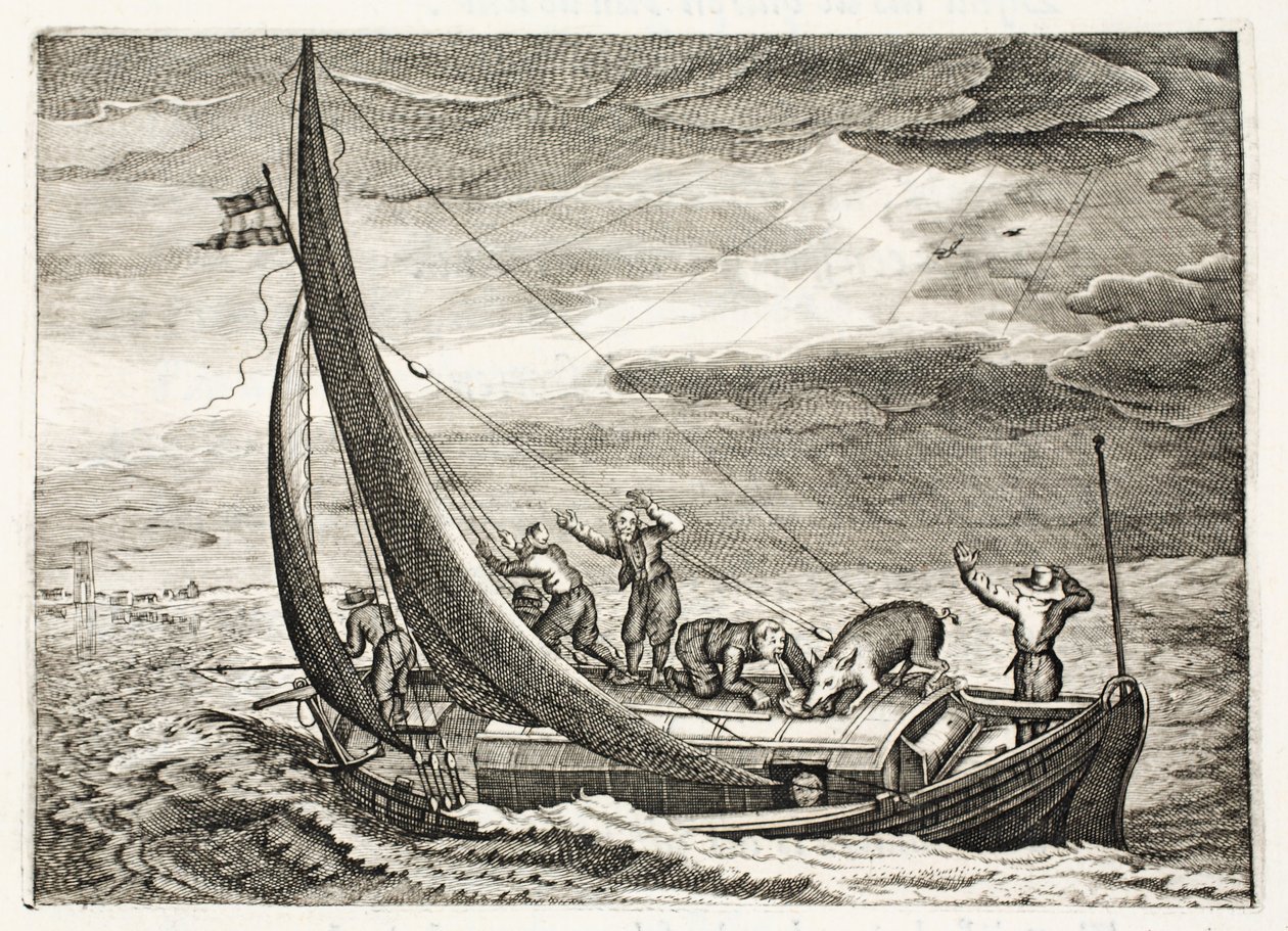 Um homem que carece de fé, ilustração de &39;Emblemata de Zinne-werk&39; de Johannes de Brune (1589-1658), Jan Jacobs Schipper, Amsterdã, 1661 de Adriaen Pietersz van de Venne