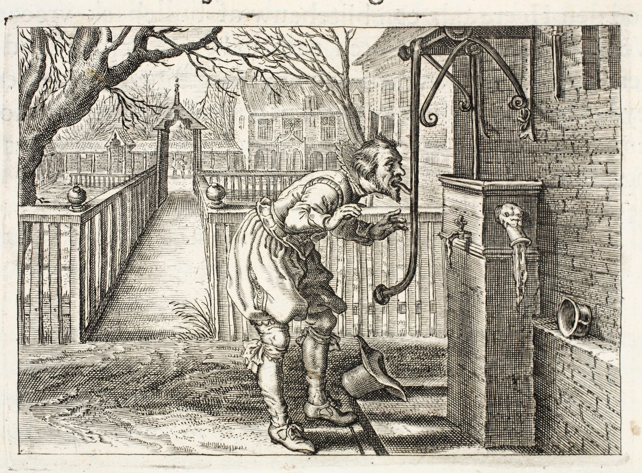 Língua congelada, ilustração de &39;Emblemata of Zinne work&39; de Johannes de Brune (1589-1658), Jan Jacobs Schipper, Amsterdã, 1661 de Adriaen Pietersz van de Venne