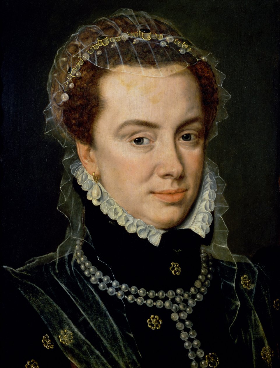 Margarida de Parma (1522-86), Regente dos Países Baixos, filha ilegítima do imperador Carlos V (1500-58), final do século XVI (painel) de Adriaen Thomasz Key