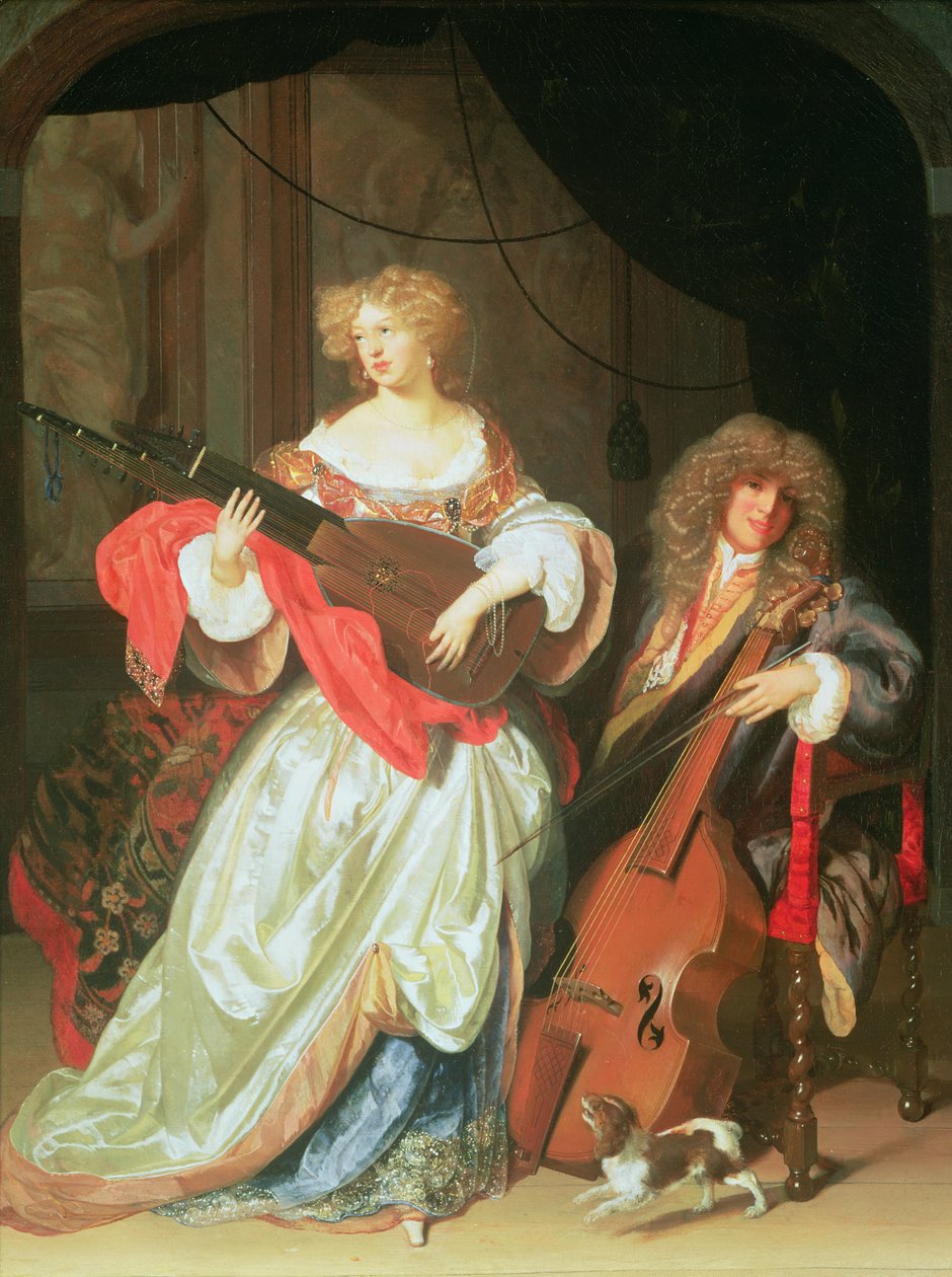 Um casal fazendo música de Adriaan van der Werff