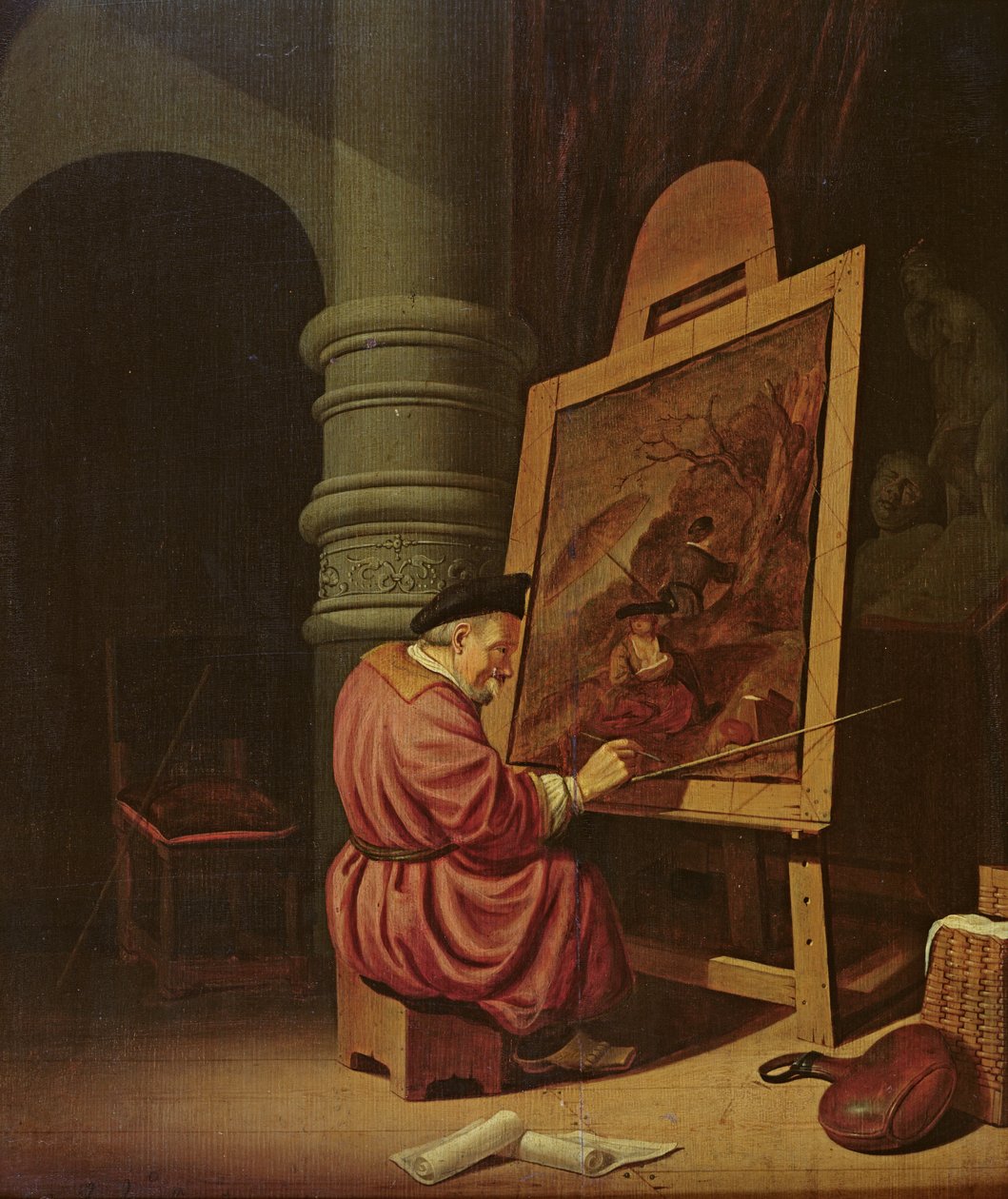 Interior de um estúdio ou, um pintor em seu estúdio, 1649 de Adriaen van Gaesbeeck