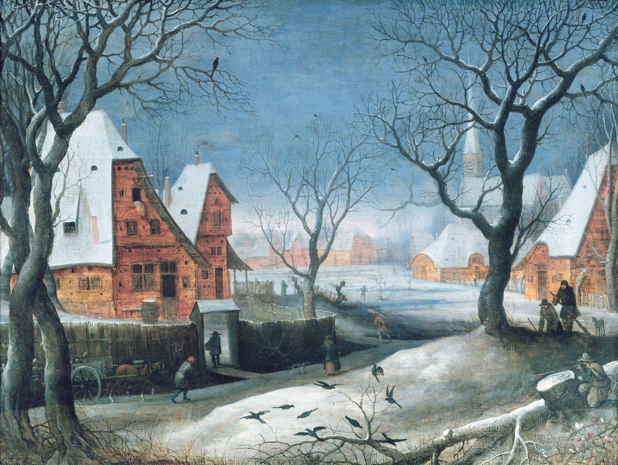 Paisagem de inverno com Fowlers de Adriaen van Stalbemt