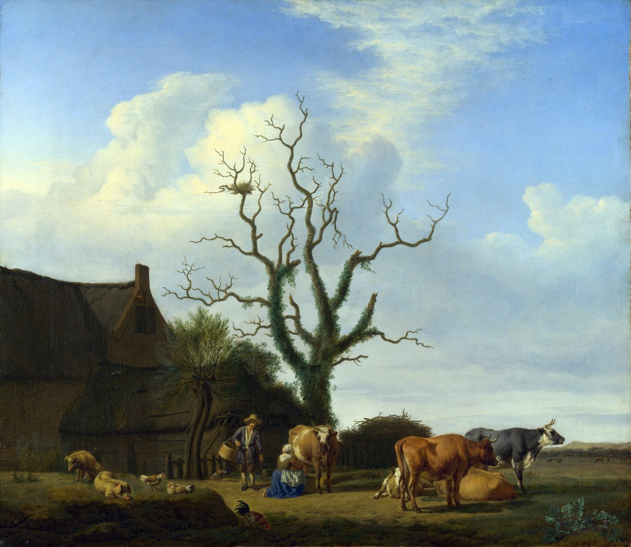 Uma fazenda com uma árvore morta de Adriaen van de Velde
