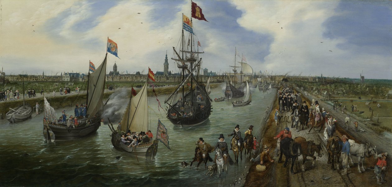 O porto de Middelburg de Adriaen van de Venne  