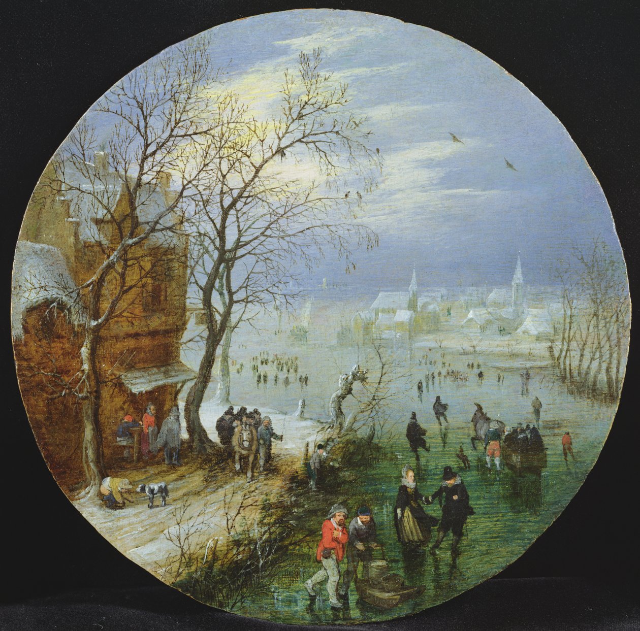 Uma cena de patinação no inverno de Adriaen van de Venne