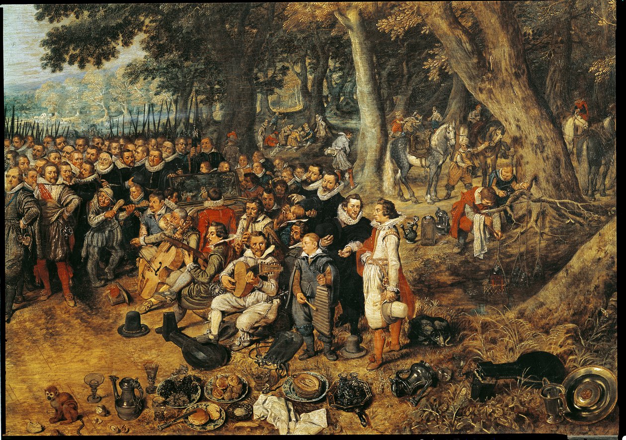 Alegoria da trégua de 1609 entre a Holanda e a Espanha, detalhe de músicos à direita de Adriaen van de Venne
