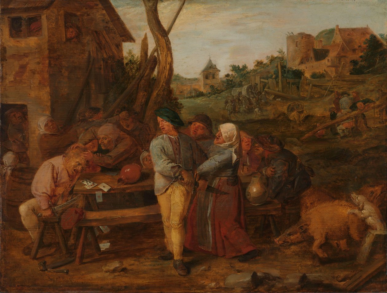 Card Fight do lado de fora de uma Country Tavern de Adriaen Brouwer