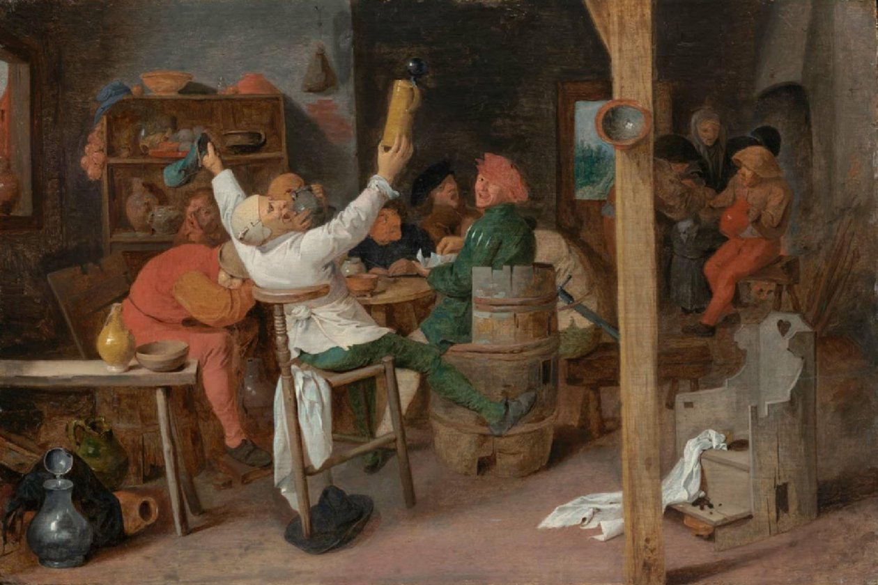 Camponeses a beber numa taberna de Adriaen Brouwer