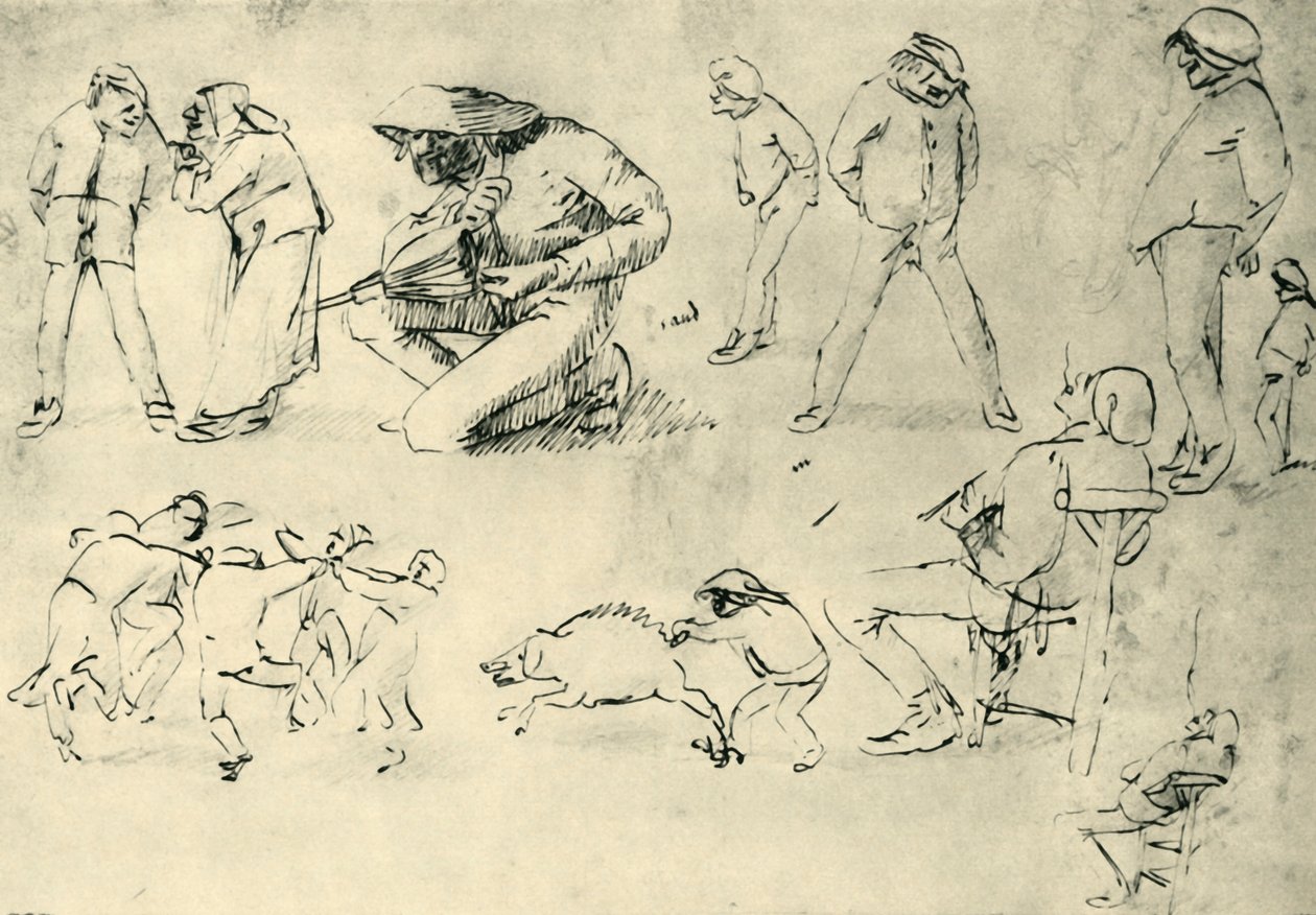 Estudos de figuras, início do século XVII, 1943. de Adriaen Brouwer