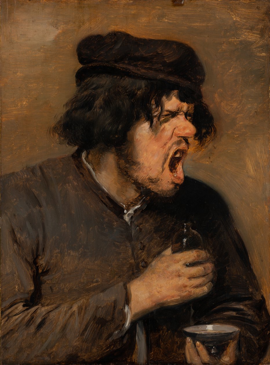 A Poção Amarga, c.1636-38 (óleo sobre carvalho) de Adriaen Brouwer