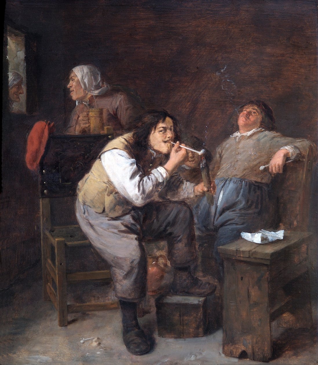 The Smokers, c.1635-38 (óleo sobre painel de carvalho) de Adriaen Brouwer