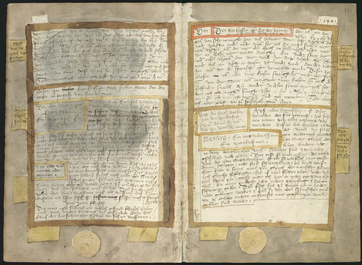 Visboeck de Adriaen Coenen - KB 78 E 54 - fólios 150v (esquerda) e 151r (direita) de Adriaen Coenen
