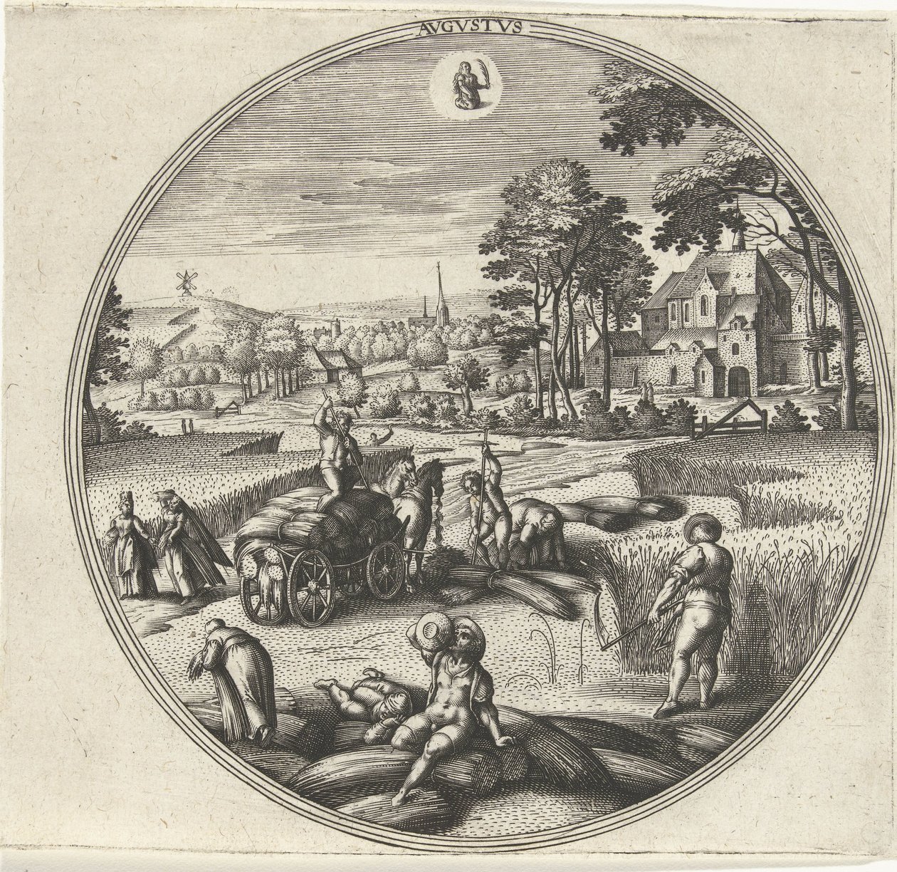 Agosto Avgvstvs (título no objeto) Os Doze Meses (título da série) de Adriaen Collaert