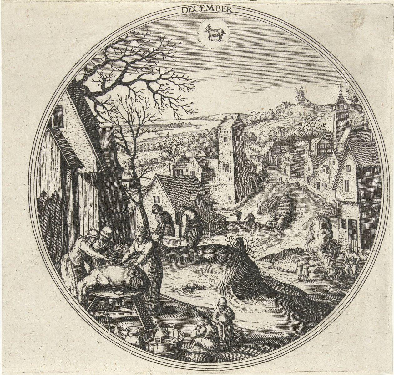dezembro Os Doze Meses (título da série) de Adriaen Collaert