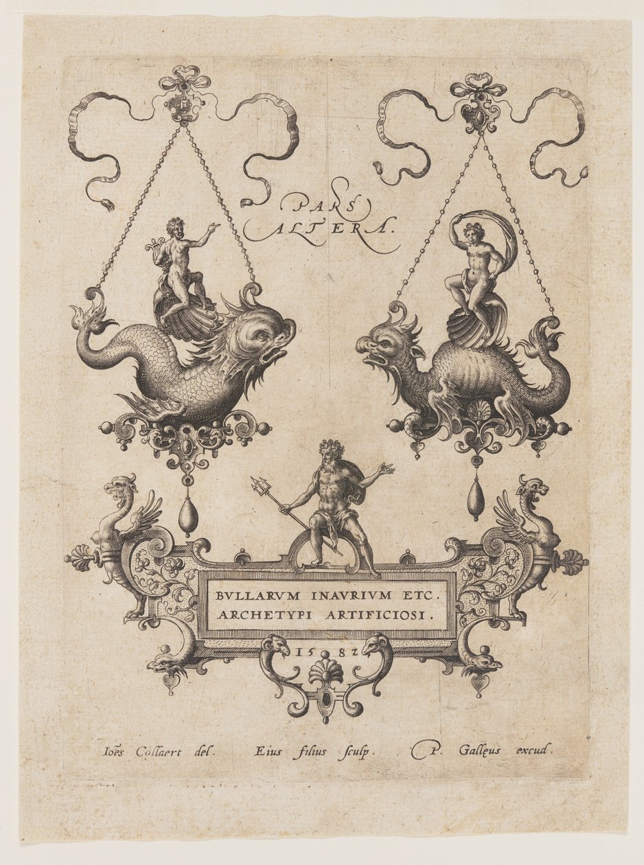 Desenhos para pendentes com monstros marinhos de Adriaen Collaert