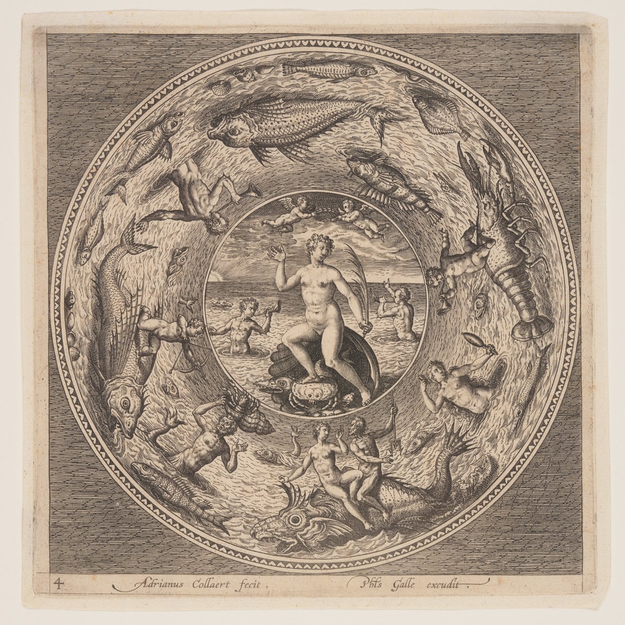 Galathea, de um conjunto de desenhos para pratos (Fonds de Coupe) de Adriaen Collaert