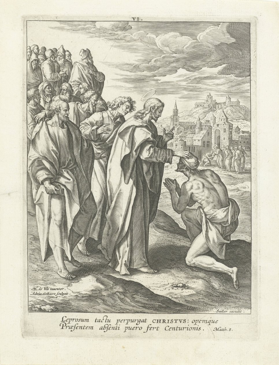 Curando um leproso Vida de Cristo (título da série) Vita I. Christi (título da série) de Adriaen Collaert