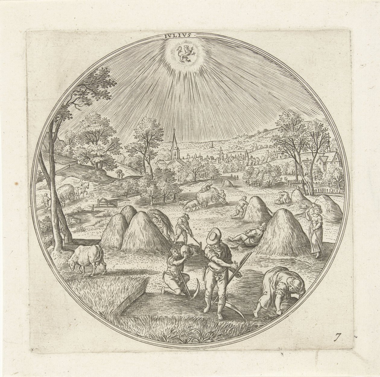 Julho Ivlivs (título no objeto) Os Doze Meses (título da série) de Adriaen Collaert