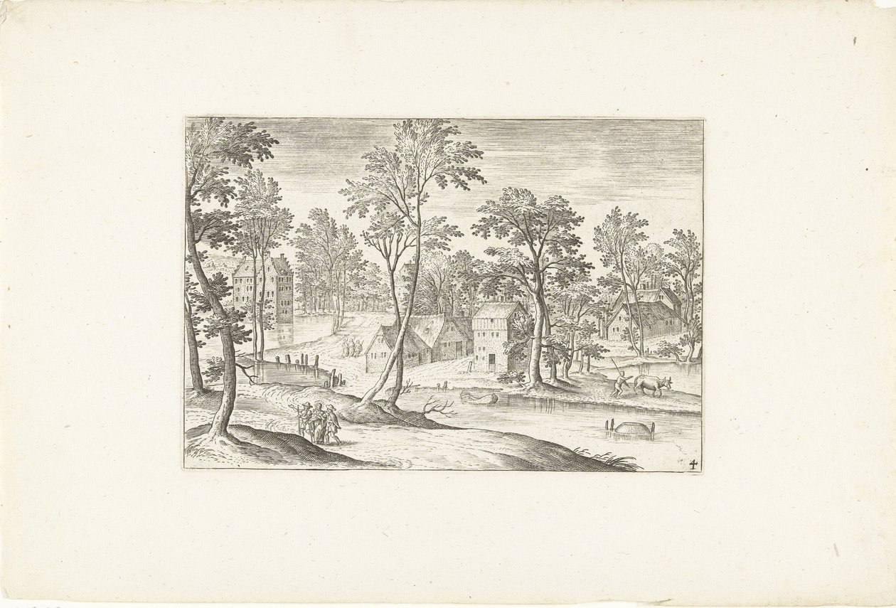 Paisagem com os Viajantes de Emaús Paisagens ao redor de Antuérpia (título da série) de Adriaen Collaert