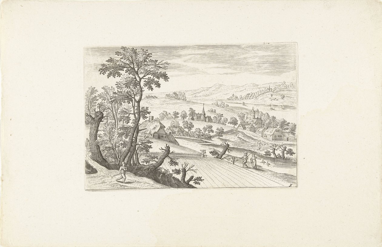Paisagem com um milharal Paisagens ao redor de Antuérpia (título da série) de Adriaen Collaert