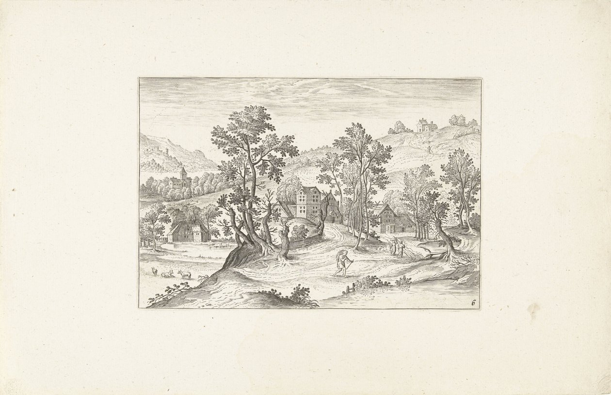 Paisagem com andarilhos
Paisagens à volta de Antuérpia (título da série) de Adriaen Collaert