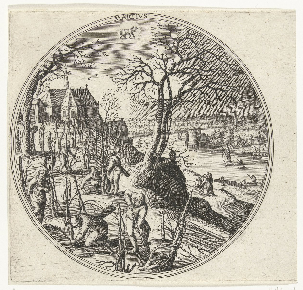 Marchar Martivs (título no objeto) Os Doze Meses (título da série) de Adriaen Collaert