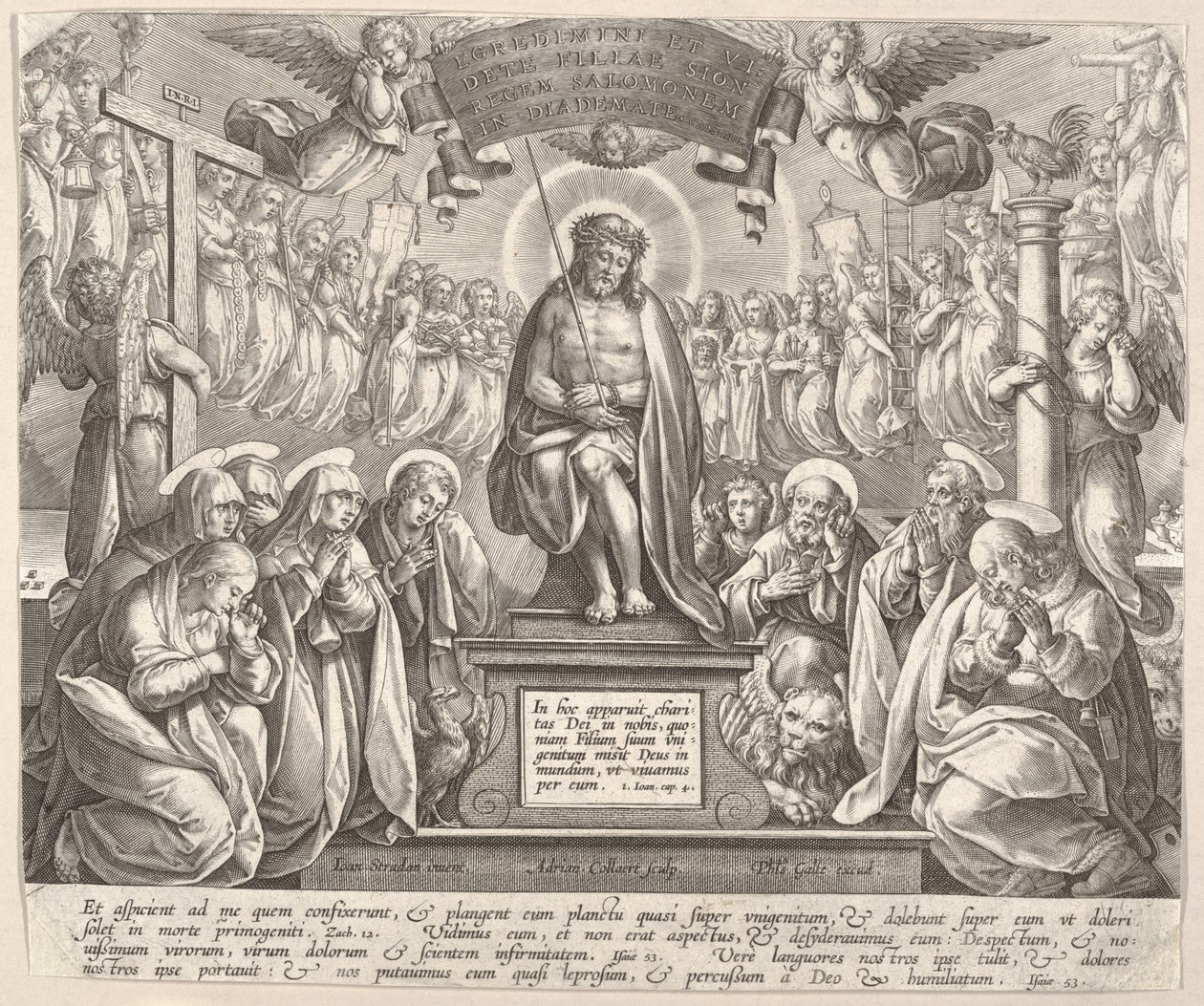 Homem das Dores com as Três Marias e os Evangelistas,.n.d. de Adriaen Collaert
