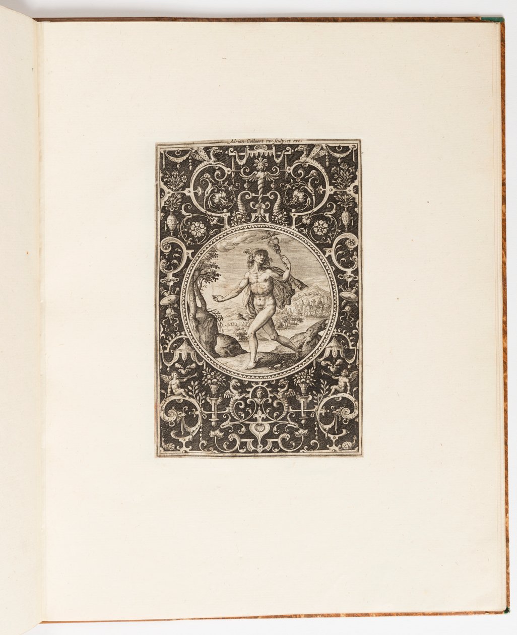 Mercúrio, placa de um conjunto de 6 desenhos ornamentais com o Julgamento de Paris de Adriaen Collaert