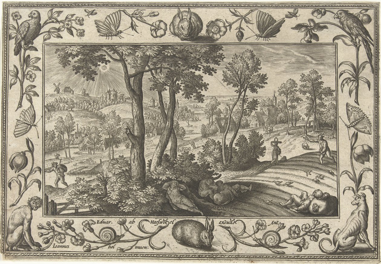 Ervas daninhas debaixo do trigo
Paisagens com cenas bíblicas, mitológicas e cenas de caça (título da série) de Adriaen Collaert