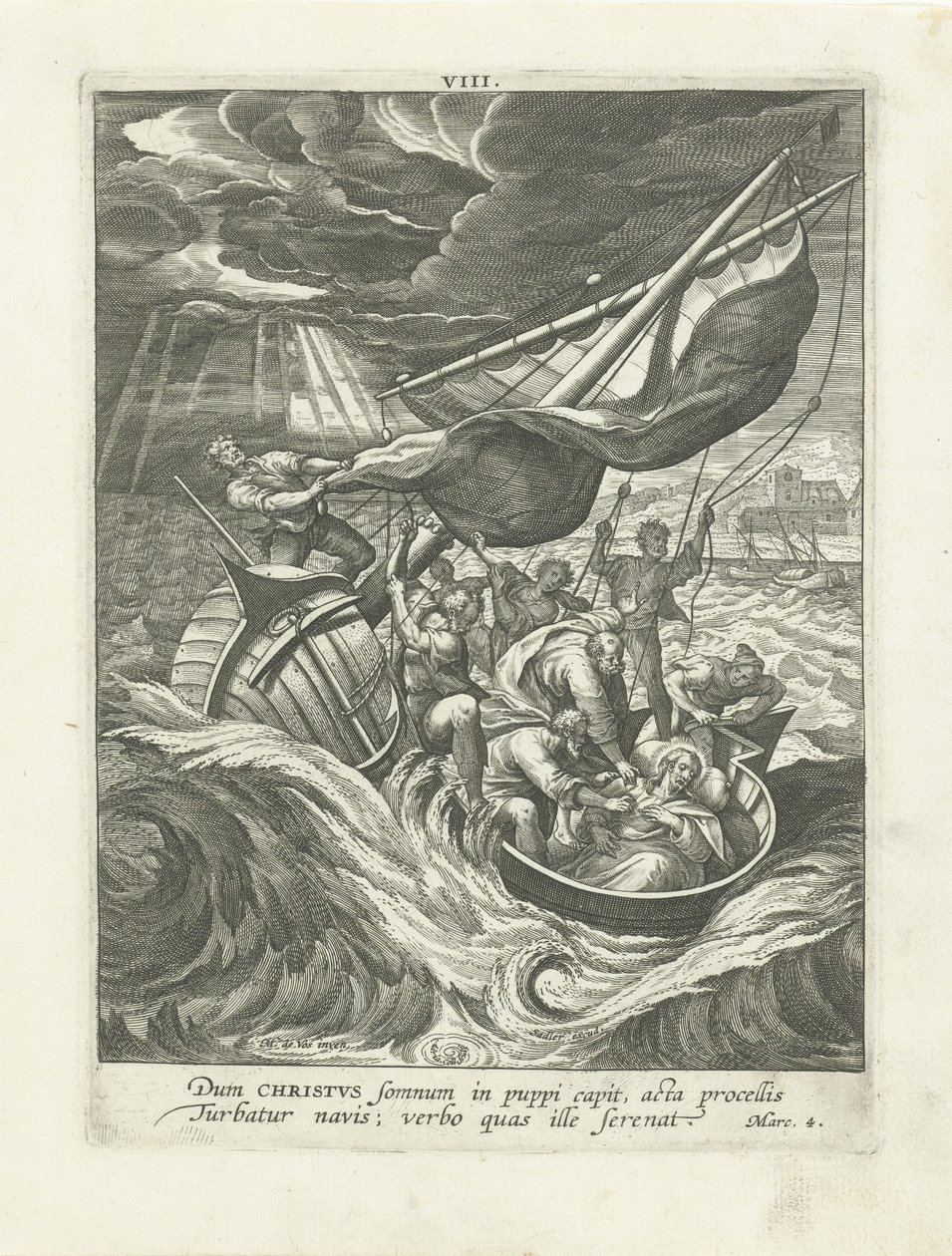 Tempestade no Mar da Galiléia Vida de Cristo (título da série) Vita I. Christi (título da série) de Adriaen Collaert