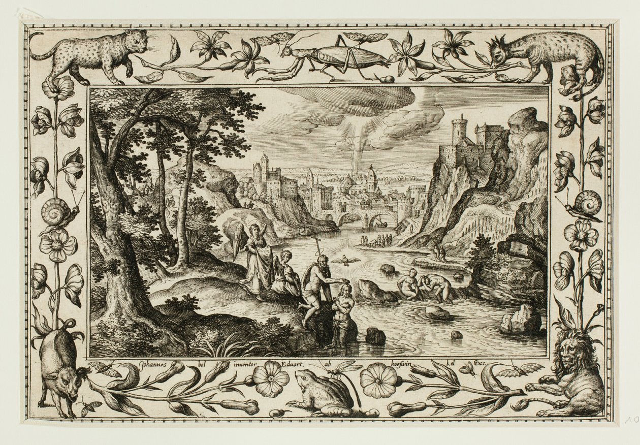 O Batismo de Cristo, a partir de Paisagens com cenas do Antigo e do Novo Testamento e cenas de caça de Adriaen Collaert