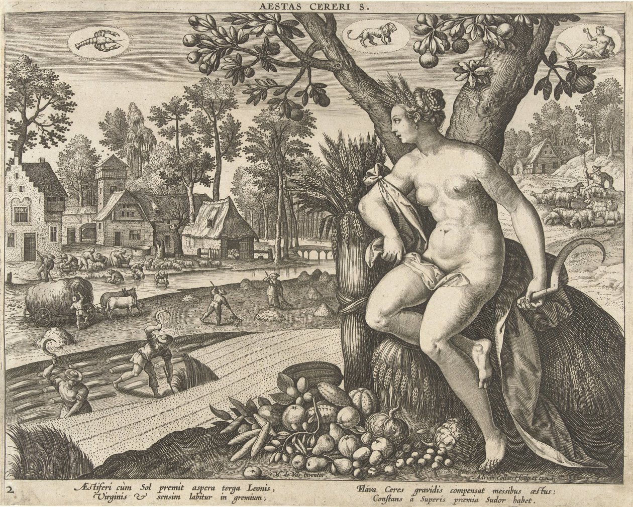Verão Aestas cereris. (título no objeto) As Quatro Estações (título da série) de Adriaen Collaert