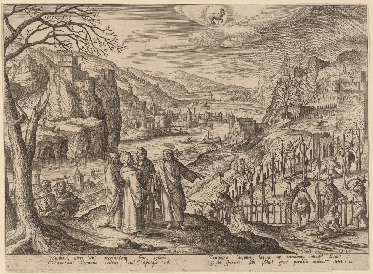 A Parábola dos Dois Filhos e os Lavradores Injustos de Adriaen Collaert after Hans Bol
