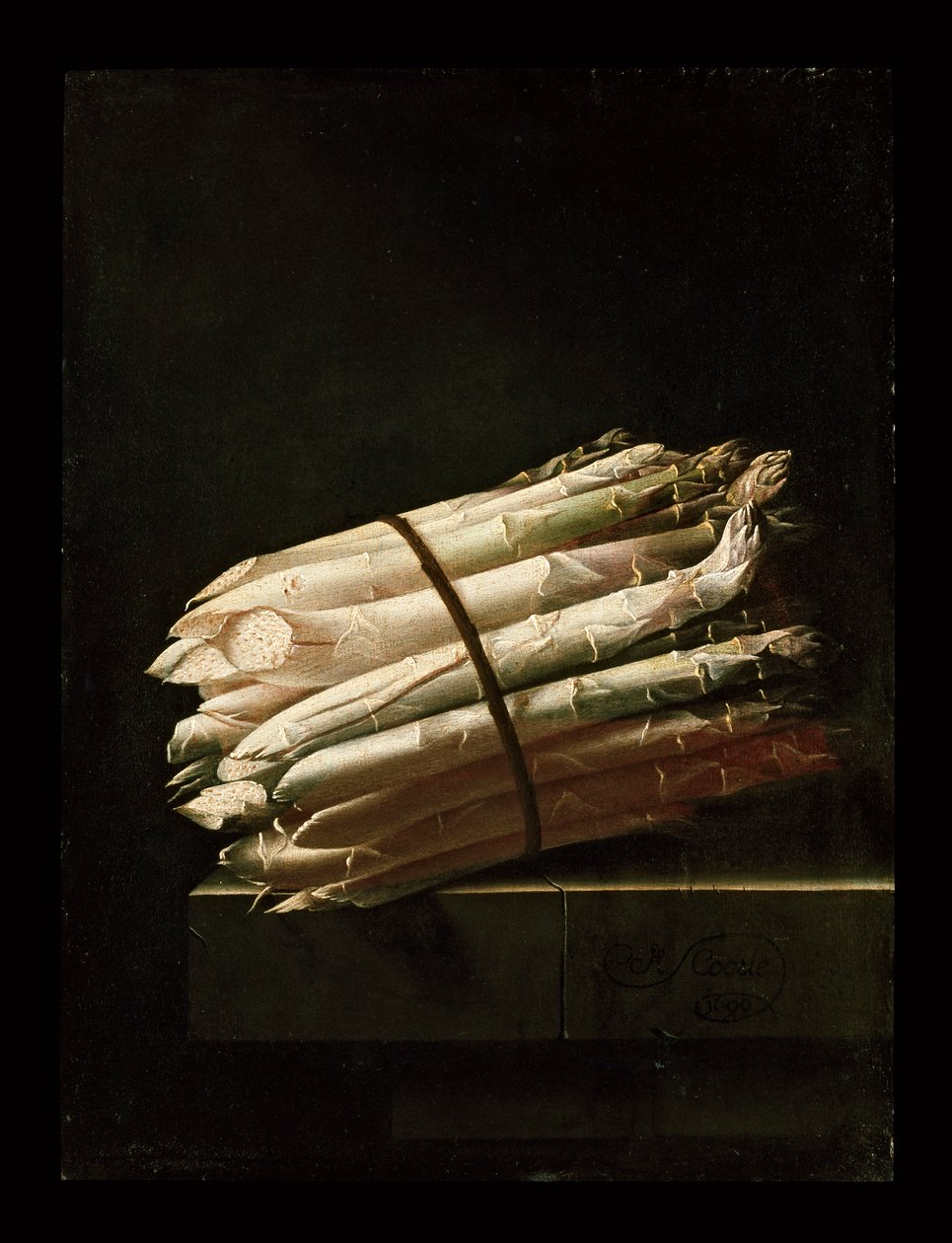 Natureza morta de espargos, 1699 de Adrian Coorte