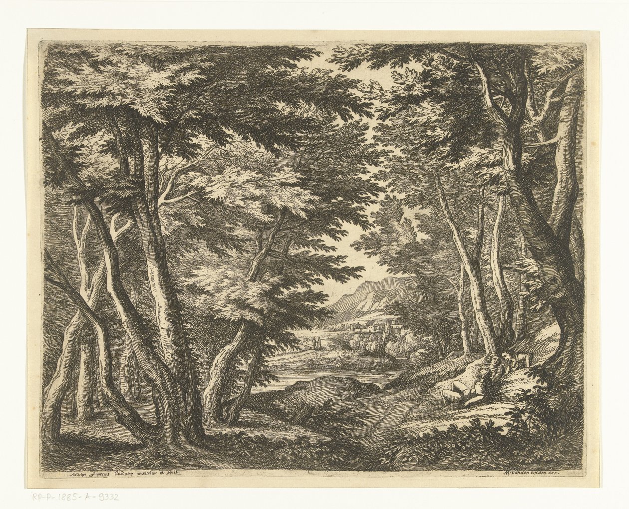 Paisagem com três homens perto de uma clareira da floresta de Adriaen Frans Boudewyns