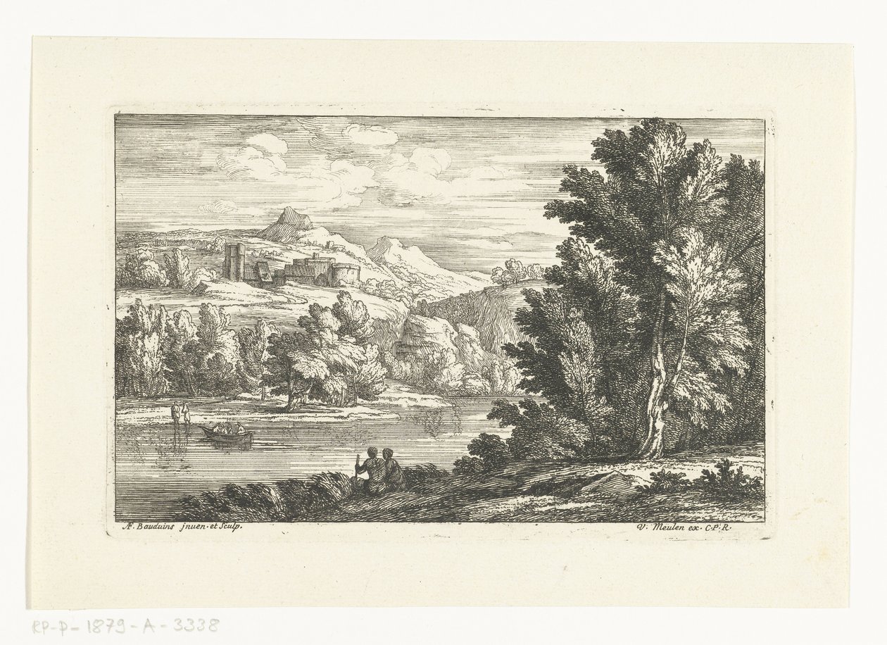 Paisagem com um rio e um castelo de Adriaen Frans Boudewyns