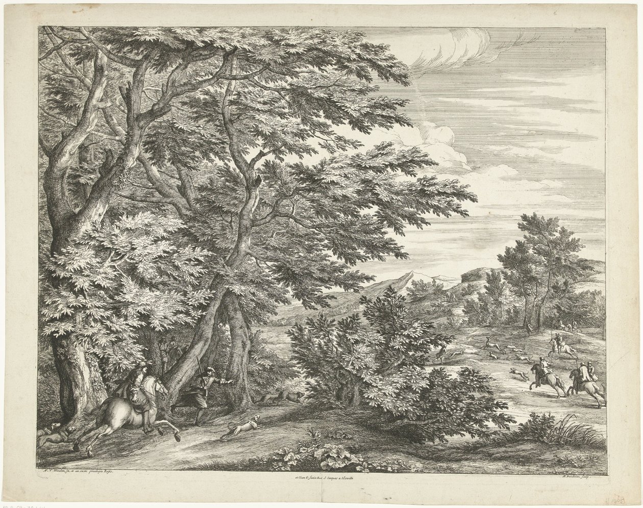 Paisagem com caça ao veado de Adriaen Frans Boudewyns