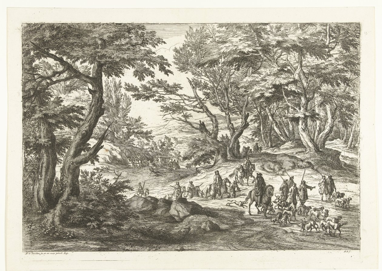 Paisagem com grupo de caça
Paisagens com caçadores (título da série) de Adriaen Frans Boudewyns