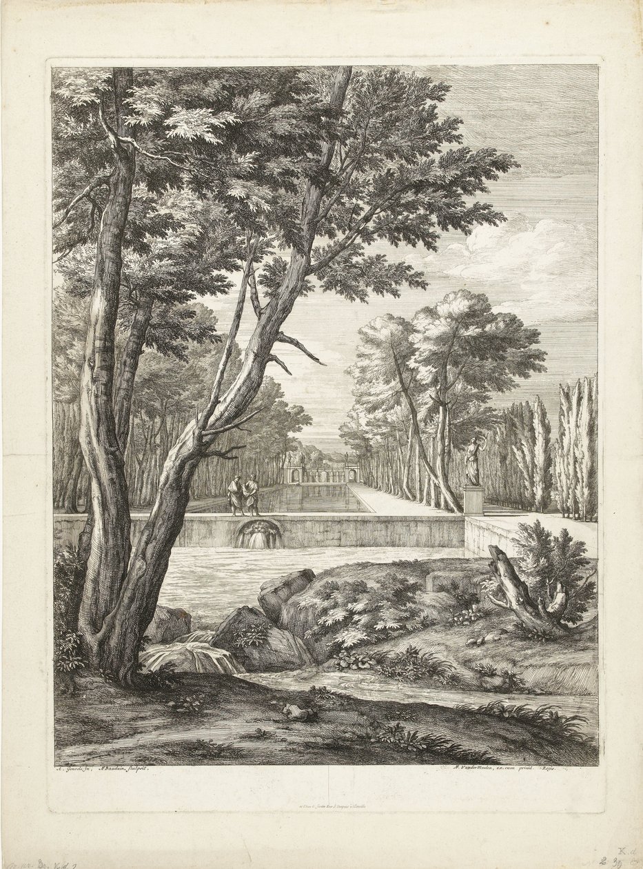 Paisagem com dois homens por uma fonte de Adriaen Frans Boudewyns