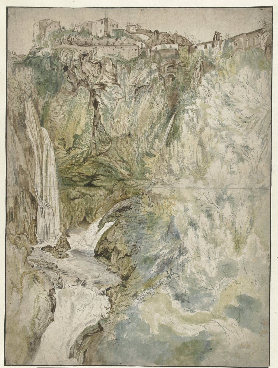 Vista da Grande Cascata no Tivoli de Adriaen Honich (attributed to)