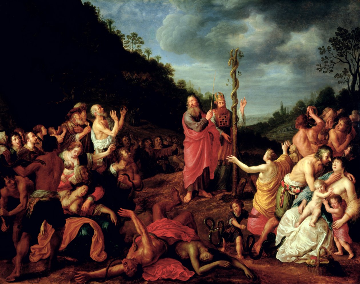 Moisés e a Serpente de Bronze, 1640 de Adriaen I van Nieulandt