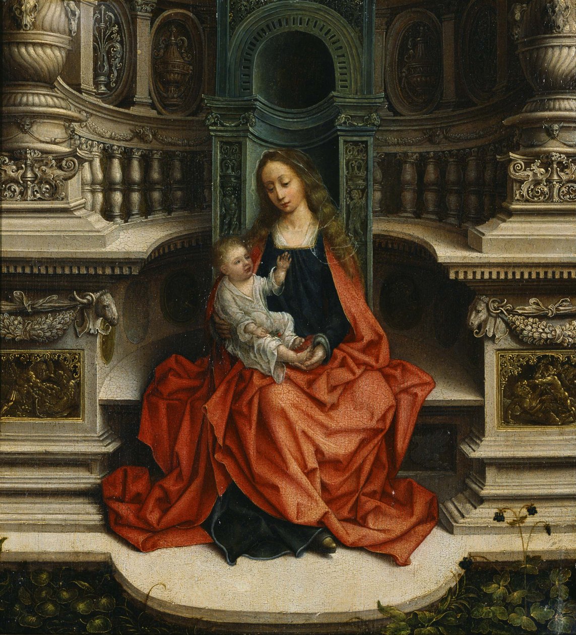 A Madonna e a Criança Entronizada, século XVI de Adriaen Isenbrandt or Isenbrant