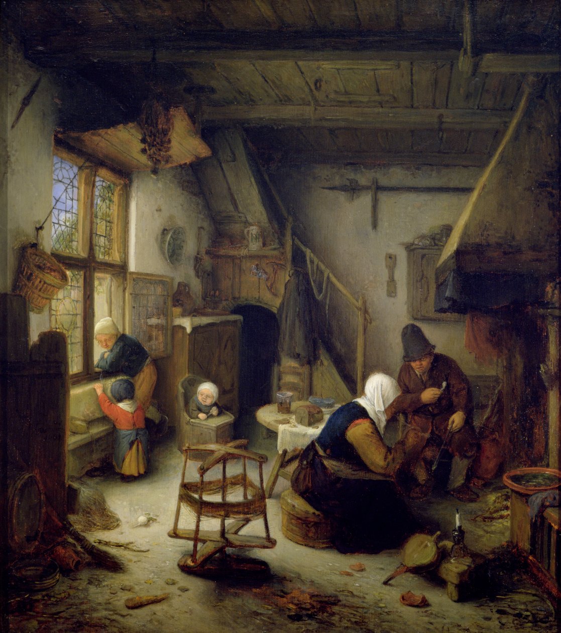 Uma família camponesa em casa, 1661 de Adriaen Jansz. van Ostade