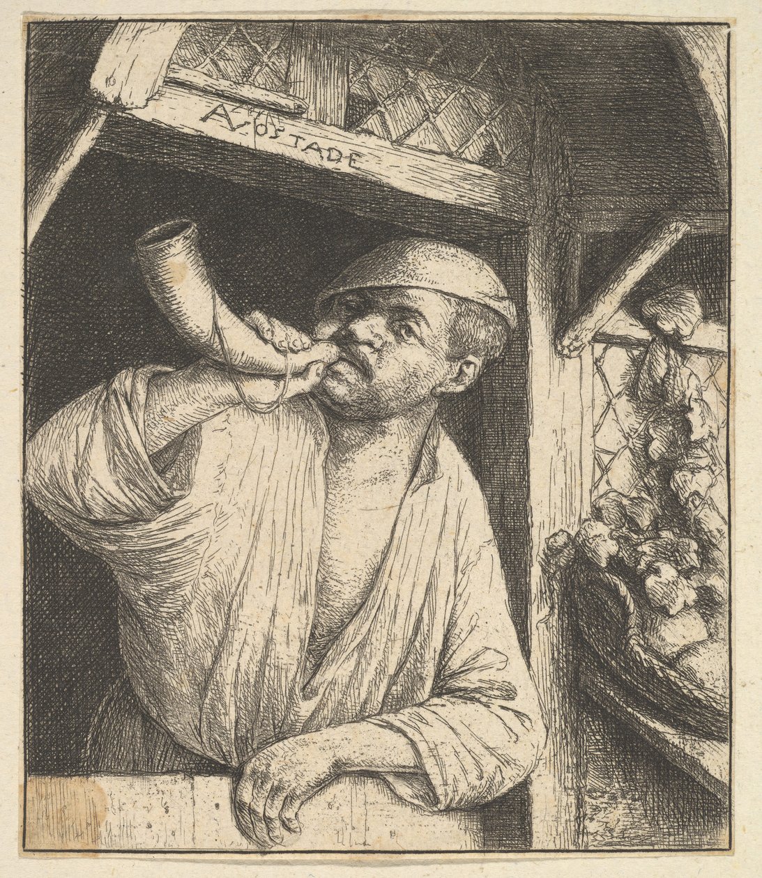 Baker Blowing Horn, 1610-85. de Adriaen Jansz. van Ostade
